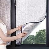 Aluminisierte Isolierfolie Dämmfolie,7mm UV-Schutz Fensterfolie,Schattierungsplatte,Sichtschutz Spiegelfolie für Glasfenster,Rückstandslose Sonnenschutzfolie,mit Saugnapf (110x280cm/43 x110)
