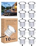 HIBOITEC 10er Set LED Einbaustrahler, Terrassen Einbaustrahler LED Aussen Ø32mm 0.6W IP67 wasserdicht LEDs Bodeneinbauleuchten, für Küche Garten Gehweg Holzbrücke Warmweiß