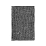 Decomira Badematte rutschfest | Als Badteppich Set kombinierbar | Badezimmer-Teppich Bad-Vorleger waschbar aus Chenille | Duschvorleger für Dusche, Badewannen, WC Deko | Dunkelgrau - 50x80 cm