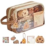 QingWing Capybara FedermäPpchen, Capybara Pencil Case 5 Lagige Aufbewahrung, FedermäPpchen Inklusive Komplettem Capybara ZubehöR, Geeignet für Kinder und SchüLer (Braun)