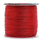 Mandala Crafts Nylon-Satin-Kordel – 0,8 mm Nylonschnur für Schmuckherstellung – 0,8 mm Kordel Nylonschnur für Armbänder – 90 m Burgunderrote Schnüre mit chinesischer Knotenschnur