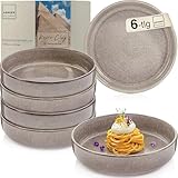 Sänger Kairo Clay | Pastaschalen 6 teilig, 6x Nudel Schalen aus Steingut, Schüssel Set spülmaschinenfest mikrowellenfest kratzfest, große Schüssel multifunktional Grau 800 ml | VALUE COLLECTION