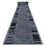 rugsx Antirutsch Teppich Läufer Adagio grau – Moderner Kurzflor für Küche, Flur & Wohnzimmer, Meterware, 80x300 cm