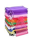 Carehabi - 100 Stück Organzasäckchen, Organzabeutel Bunt, 10 x 15CM, Geschenkbeutel Organza, Schmuckbeutel, Hochzeit-Säckchen, Lavendelsäckchen-Säckchen, Hochzeitsbevorzugung, Festivalparty