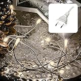 hellum LED mini Lichterkette innen, 2,85m Lichtlänge 20 LED Lichterkette innen, LED klassisch warmweiße Lichterkette mit Stecker, Weihnachtsbaum Lichterkette Strom Kabel weiß, Stecker 1,5m, 579116