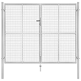 Fasba Gartentor Gartentür Zauntor Gartenpforte Zauntür Hoftor Gartenzaun Tor Doppeltor Flügeltor Doppelflügeltor Verzinkter Stahl 306x250cm Silbern