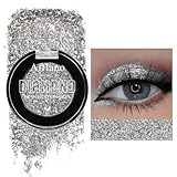 Afflano Silber Glitzer Lidschatten Hochpigmentiert, Metallischer Silberne Lidschatten Palette Einzeln, Schimmer Glitter Eyeshadow Smoky Goth Augen Make-up, Neutrales Highlighter Makeup, 11H