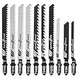 Yofuly Stichsägeblätter, 10 Stück T-Schaft Stichsägeblätter Holz, professionelles Stichsägeblätter-Set mit Koffer Basic für Holz, Metall, Kunststoffschneiden, HCS/HSS Sägeblätter-Set, Zubehör für