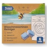 Seas Bees Trees Waschmaschinenreiniger 3 Monatsvorrat mit 6 Tabs, entfernt Gerüche, Kalk und Ablagerungen gründlich, Entkalker