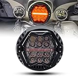 7 Zoll Runde Motorrad LED Scheinwerfer E Geprüft mit bernsteinfarbenem Tagfahrlicht für Harley Davidson Touring Street Glide 2014–2023 Road King Road Glide Electra Glide Street Glide Ultra Limited