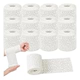 HMCEY 12 Stück Gipsbinden zum Basteln 5 X 270 cm,Gipsverband Schnelltrocknend,Gibsbindenden Babybauch,Gipstuch für Gipsabdruck,Gips Rollen Bauch,Bastel Gips Formen für Medizin und Modellbau