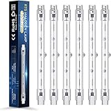 BROTOU 6er 300W 118mm R7S Halogen Leuchtmittel, Dimmbar Halogenstab, 220-240V 4480lm 2800K Warmweiß J-Typ für Arbeitsleuchten, Sicherheitsleuchten, Landschaftsleuchten,Stehleuchten