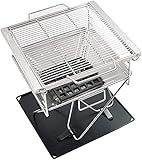 MIIKHI Klappgrill Edelstahl Grill, Tragbarer Holzkohlegrill, Outdoor Grill