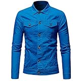 riou Herren-Jacke aus Baumwolle, lässig, Herbst, Winter, dünne Militärjacke, leichte Übergangsjacke, klassische Langarmjacke, Jacke, *16/Blau, XXL
