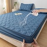 Wasserdicht Matratzenauflage Matratzenschoner Topper Spannbettlaken Matratzen Topper Bettlaken Matratzenbezug Atmungsaktiver Blue B 150x190cm
