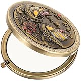 iplusmile Taschenspiegel Klappbar aus Metall Kleiner Vintage Schminkspiegel für Mädchen und Professionelle Visagisten Doppelseitig Passend für Kosmetiktaschen und Partys