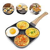 LOMUG Spiegeleipfanne, Pancake Pfanne mit 4 Loch Pfanne, Spiegelei Pfanne, Ei Pfanne Multifunktional Antihaft-Aluminium Bratpfanne Eierpfanne Omelettpfanne Augenpfanne für Induktionsherd und Gasherd