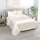 LINENWALAS 100% natürliches Bambus-Designer-Karomuster,mitReißverschluss & Eckbändern – weichste, kühle Bettwäsche(Eigenkontrollen Elfenbein, 2-teiliges Bettbezug-Set für Einzelbett)