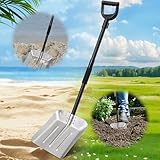 Schneeschaufel Metall, Gartenspaten mit Stiel 127cm, Robuste Gartenschaufel zum Graben Fflanzen mit D-Handel, Abnehmbares und Tragbares Design als Spatenschaufel, Strandschaufel