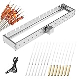 BONJUME Elektrischer Spiessdreher, 80CM Grilldrehspieße Edelstahl Drehspiess Aufsatz mit 14 Spießen und USB-Motor Schaschlik Grillspieß Grillspießdreher Für Garten Grills Grillzubehör