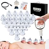 Infiniterelax Schröpfset gegen Verspannungen, Cellulite zur Lymphdrainage，32 Stück Schröpfgläser mit Vakuumpumpe sowie Akupressurstift & Faszien-Schaber – Schröpfen Set für Körper und Gesicht