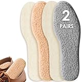 2 Paar Lammwolle Einlegesohlen Warm, Lammwollsohlen, Wärmesohlen, Schuheinlagen Winter, Winter Warm Überstehen, Robuste Winter Einlegesohlen für alle Schuhtypen (39 EU, Reis Weiß+Blau)