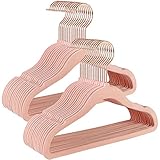 SONGMICS Kleiderbügel für Kinder, Set mit 30 platzsparenden Kleiderbügeln mit 360° drehbaren Haken, Farbe Roségold, Kleiderbügel aus rutschfestem Samt für Schrank, Kinderzimmer, Pastellrosa CRF027P30