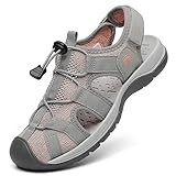 DANNTO Damen Sportsandalen Trekking Sandalen Outdoorsandale Geschlossene Gummi Wandersandalen Sommer Leichte für Reisen Wandern(Pink-A,39)