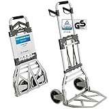 ATHLON TOOLS Schwerlast-Sackkarre klappbar 150 kg - Aluminium - Große Räder leichtgängig mit Soft-Laufflächen und Kugellager, 2 Expanderseile - Modell 2025