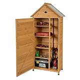 COSTWAY Gartenschrank Holz, Geräteschuppen wetterfest, Geräteschrank mit 4 Regalböden und Satteldach, Gerätehaus, Outdoor-Schrank, Werkzeugschrank für den außenbereich, 80 x 45 x 177 cm