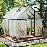 RELAX4LIFE Gewächshaus, Überwinterungszelt aus PC mit Aluminiumlegierungsrahmen, Treibhaus mit verstellbarem Dachfenster & Tür, Tomatengewächshaus für Terrasse, Balkon,250 x 190 x 195 cm