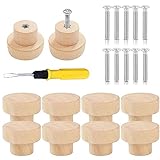 GAROMIA 10 Stück Möbelknöpfe Holz, Schubladengriff Holz Rund Möbelknöpfe Holz Kinder Schrankknöpfe mit Schrauben Holz Tür Schubladengriffe für Schubladen Schränke Kommode 35 * 25mm