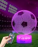 Fussball Geschenke Jungen Kinder Mädchen, 3D Nachtlicht Optische Täuschungs Deko lampe mit 16 Farben Ändern und Fernbedienung, Fußball Geburtstag Weihnachtsidee für Jungen Mädchen