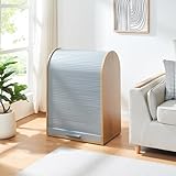[en.casa] Jalousieschrank Kavlinge Rollladenschrank mit Einer Tür Büro Wohnzimmer Aktenschrank 80 x 60 x 40 cm Bambus/Grau