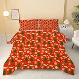 Weihnachtsschneeflocken Bettdecke 135x200 4 Jahreszeiten, Bettdecke ohne Bezug Waschbar Schlafdecke Grüne Mehrfarbig Vierjahreszeiten Steppdecke, Warme Ganzjahresdecke mit 2 Kissenbezug 80x80cm V82