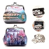 Kleines Mini Geldbörse Portemonnaie Geldbeutel Beutel Portmonee Coin Purse Münzbeutel Münzbörse Damen Klein Geschenke für Frauen, 2 Stück