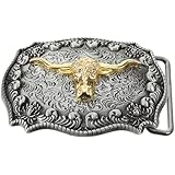 Yardenfun Vintage Herren Gürtel Schnalle aus Langlebiger Zinklegierung Western Stil mit Detailreichem Goldfarbenem Ochsenkopf Ersatz gürtelschnalle für Hosengürtel Modisch und Robust für