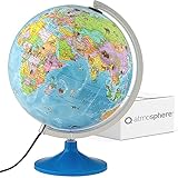 Q atmosphere® Solid Scout 30 - Kinder-Globus - beleuchteter 30cm Globus mit stabilem, drehbarem Standfuß, deutsches Kartenbild mit vielen Abbildungen für Kinder und Jugendliche inkl. Infoheft, LED