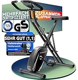 HELDENWERK Heimtrainer fahrrad Klappbar Set-extra bequem & leise- [FlexiFoam] bis 150KG Belastbar Ergometer fahrrad, Hometrainer fahrrad, Ergometer Heimtrainer Senioren, Fitnessbikes, home trainer