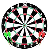 Dartscheibe mit Pfeilen,Einsteiger Steeldartscheibe aus Paper Board,Dartboard Zweiseitig Bespielbar,Dart Scheibe mit 4 Dartpfeilen Zahlenring Dartscheibe Set mit Dartwerkzeug, Wandhalterung（12 Zoll）