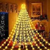 Possily Christbaumbeleuchtung Lichterkette Christmas 3,5M 9 Stränge 346 LED Weihnachtsbaum Lichterkette mit Topper Stern 8 Modi Wasserdichte Lichterkette für Weihnachtsbaum Weihnachtsdeko Außen Innen
