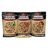 grillart® Premium BBQ Räucherchips XL Mix 3er Set für das besondere Raucharoma – sehr rauchaktives Räucherholz/Holzhackschnitzel – Vorteilspack 3X 750g Beutel