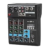 Generisches professionelles 4-Kanal-Mischpult, Mini-USB-Mixer mit Soundkarte, Effektkonsole, Computer-Tuning, Soundkarten-Mixer mit BT-Verbindung, Reverb-Verstärkung, Höhen- und Tiefeneinstellung