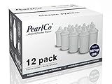 PearlCo® Classic Wasserfilter Kartuschen (12er Pack - 12 Monatsvorrat) Wasserfilter Trinkwasser kompatibel mit Brita Classic - Filterkartuschen für Glas-Wasserfilter