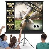 Jago® Leinwand Beamer - 1:1, 4:3, 16:9, HD 4K 3D, Rollo, Manuell Ausziehbar, Gain 1,0 - Beamerleinwand, Projector Screen, Projektionsleinwand, Rolloleinwand, Heimkino (152x152 cm - 85', mit stativ)