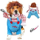 Halloween Kostüme für Hunde Killer Größe l, SilverChry Hundekostüm Chucky Puppe Cosplay für Halloween Haustier Cosplay Party, Haustier Cosplay Party Anzug