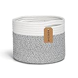 INDRESSME Kleiner Aufbewahrungskorb Geflochten aus Baumwoll für Handtücher im Kinderzimmer Regalkorb im Büro, D24 x H18 cm