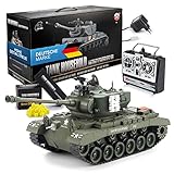 GOODS+GADGETS Ferngesteuerter RC M26 Pershing 1:16 Modellbau Panzer 2.4GHz Snow Leopard Tiger; Schuss-Funktion, Sound, RTR(Pershing Snow Leopard)