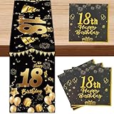 18. Geburtstag Deko Servietten 10 Stück,Happy 18th Birthday Tischband,Alles Gute zum Geburtstag 18.Tischläufer,Tisch Deko für Mädchen Jungen Geburtstag Party Dekoration,35x180cm