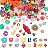 Ouligay 400 Stück Bunte Knöpfe zum Basteln, Bunt Knöpfe Kinder Bastelknöpfe Harz Gemischte Größen Candy Farben Kunststoffknöpfe Kinderknöpfe für DIY Handwerk Nähen Scrapbooking Dekorieren